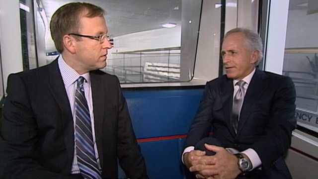 PHOTO: Jonathan Karl interviews Senator Bob Corker for "Subway Series"