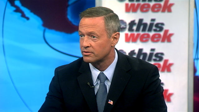 PHOTO: Maryland Governor Martin OMalley is interviewed on "This Week."