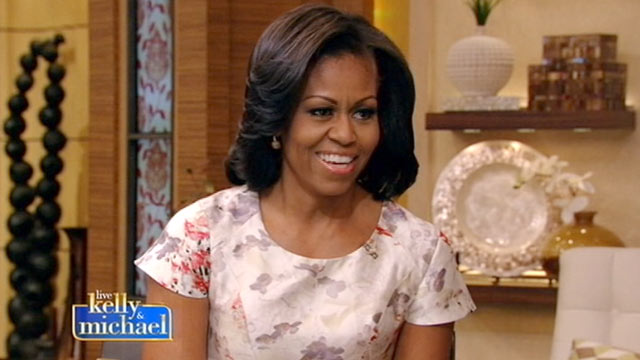 PHOTO: Michelle Obama appeared on the show, Live with Kelly and Michael, Oct. 19, 2012.