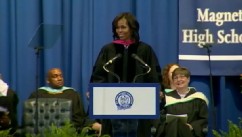 VIDEO: The first lady encourages high school graduates to challenge themselves in order to find happiness.