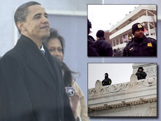 PHOTO When Barack Obama holds up his hand to be SWORN IN ---he will be PROTECTED by an ARMY of POLICE and MILITARY---in the LARGEST SCALE ---SECURITY---operation in U.S. history.