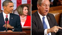 Nancy Pelosi reacts to an outburst from Joe Wilson