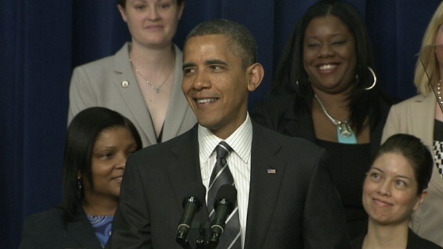 VIDEO: President seeks lighthearted atmosphere at White House economic forum for women.