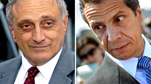 A new poll shows surging Tea Party candidate Carl Paladino, shown in this file photo, left, within striking distance of popular Democratic Attorney General Andrew Cuomo, shown right..