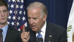 VIDEO: Vice president urges Congress to pass laws strengthening background checks on all gun purchases.