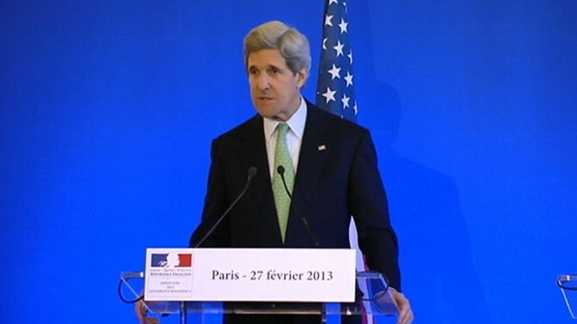 VIDEO: New Secretary of State shows off french skills at press conference.