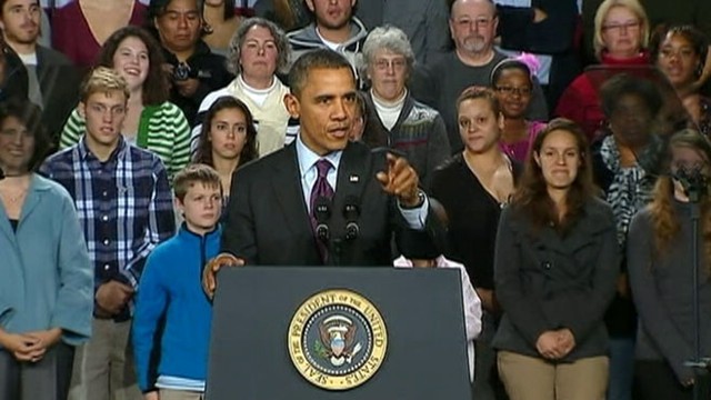 VIDEO: Fans of the president chant, "Obama" to drown out protesters in New Hampshire.