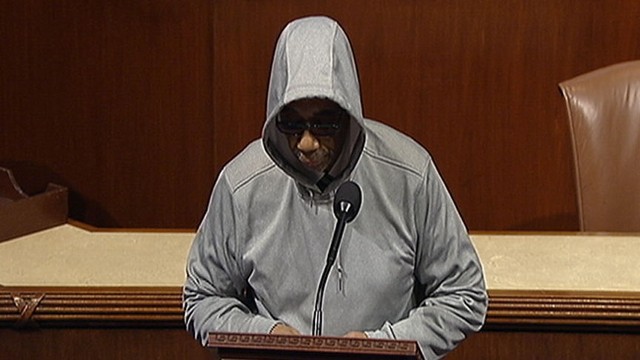 VIDEO: Treyvon Martin: Congressman Dons Hoodie in Support