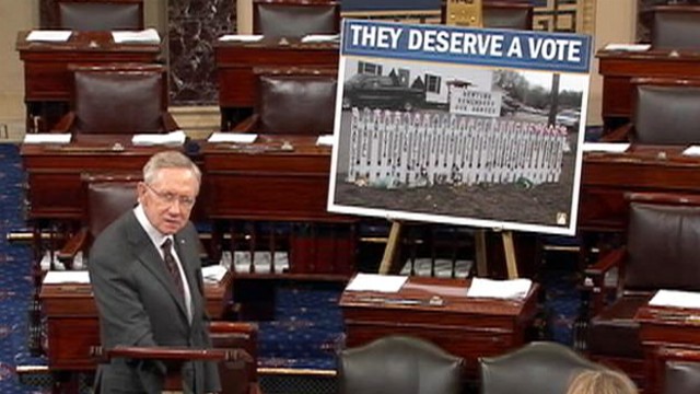 VIDEO: Sen. Harry Reid mentioned his fathers suicide and victims of Newtown in call for gun legislation.