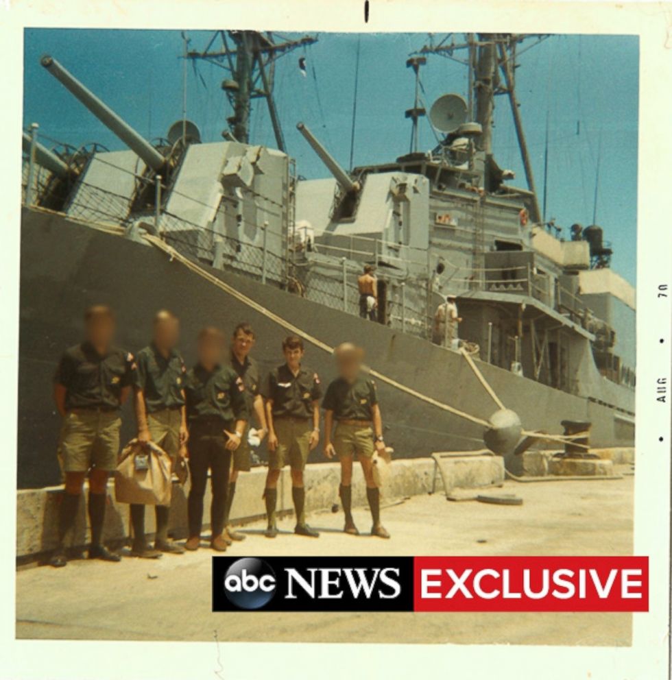 PHOTO: Dennis Hastert, right of middle, led a group of high school students in the Explorers Club on a trip to the Bahamas. Steve Reinboldt is standing on Hasterts left.