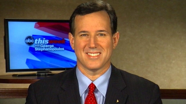 PHOTO:Â Republican Presidential Candidate Rick Santorum on "This Week"