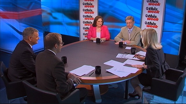PHOTO: ABC News George Will, Former Vice Chair, Joint Chiefs of Staff General James Cartwright (USMC, Ret.), ABC News Chief White House Correspondent Jonathan Karl, The Washington Post columnist Ruth Marcus on This Week