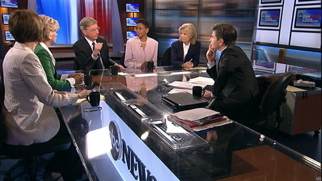 PHOTO: ABC News George Will, Rep. Donna Edwards, D-Md., Host of Current TVs "The War Room" and former Michigan Gov. Jennifer Granholm, Republican strategist Mary Matalin; and FOX News anchor Greta Van Susteren on "This Week."