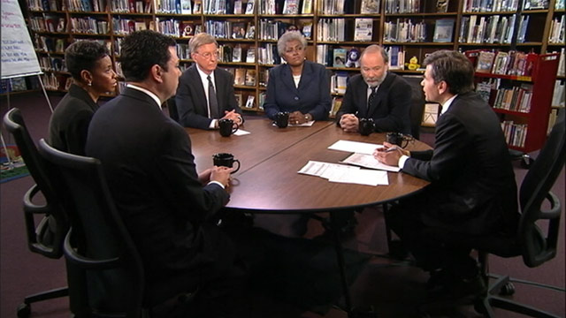 PHOTO: Rep Jason Chaffetz (R) Utah, Rep Donna Edwards (D) Maryland, ABC News George Will, ABC News Contributor and Democratic Strategist Donna Brazile, and TIME Political Columnist Joe Klein on This Week