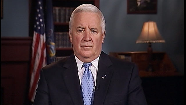 PHOTO: Pennsylvania Governor Tom Corbett is interviewed on "This Week" about the fallout from the Penn State abuse scandal.