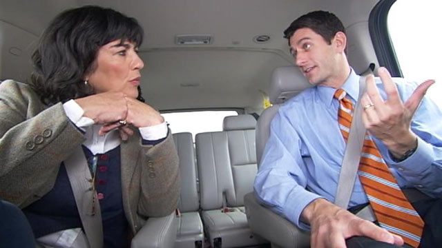 PHOTO: House Budget Committee Chairman Paul Ryan talks with ?This Week? anchor Christiane Amanpour.