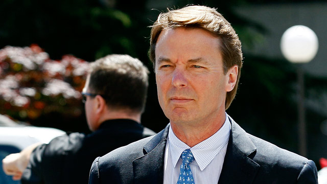 PHOTO: Former presidential candidate and U.S. Sen. John Edwards arrives outside federal court following a lunch break in Greensboro, N.C., Thursday, April 12, 2012, where jury selection is underway in his criminal trial on alleged campaign finance violati