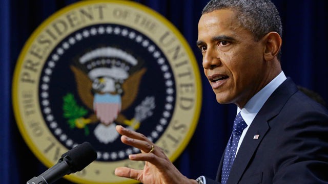 PHOTO: President Barack Obama gestures as he speaks about the fiscal cliff in this Dec. 31, 2012 file photo in the South Court Auditorium at the White House in Washington, D.C.