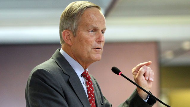 PHOTO: This Aug. 10, 2012 file photo shows Todd Akin, Republican, candidate for U.S. Senator from Missouri, speaks at the Missouri Farm Bureau candidate interview and endorsement meeting in Jefferson City, Mo.