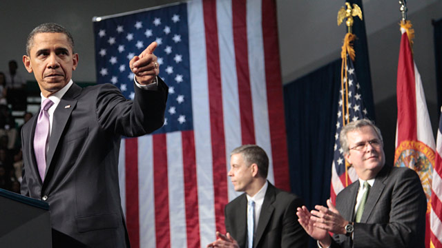 PHOTO: Barack Obama, Jeb Bush and Arne Duncan