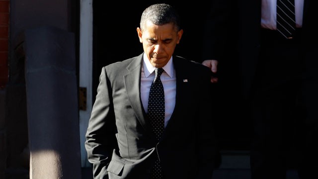 PHOTO: President Barack Obama walks out of Blair House in Washington, Dec. 13, 2012.