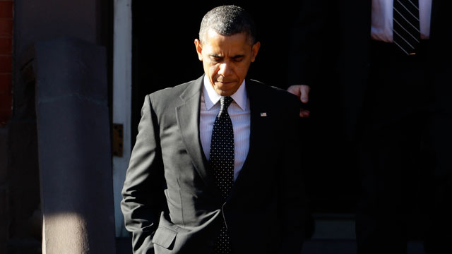 PHOTO: President Barack Obama walks out of Blair House in Washington, Dec. 13, 2012.