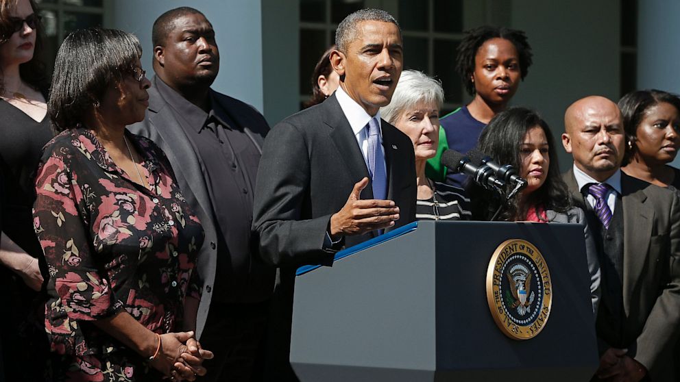 PHOTO: President Obama, HHS Secretary Kathleen Sebelius during press conference