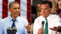 PHOTO:&nbsp;Barack Obama and Mitt Romney