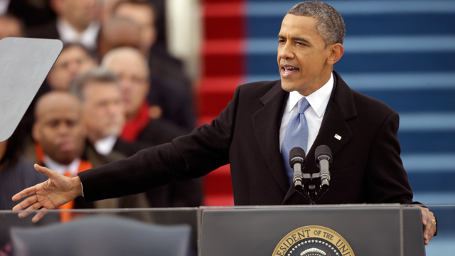PHOTO: President Barack Obama speaks at his ceremonial swearing-in at the U.S. Capitol during the 57th Presidential Inauguration in Washington, Jan. 21, 2013.