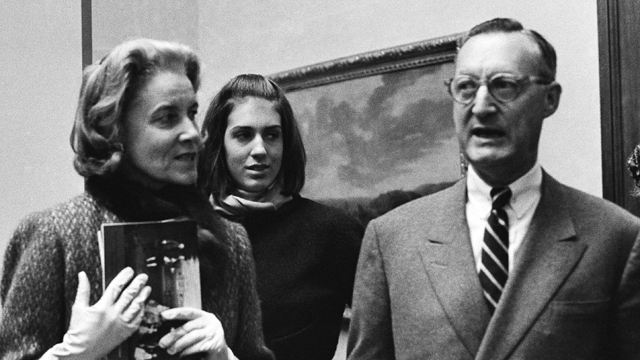 PHOTO: In this file photo, Paul Mellon, of Virginia, his wife Bunny Mellon and stepdaughter Eliza Lloyd are shown at the Royal Academy in London on Dec. 11, 1964.
