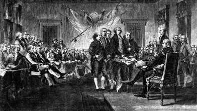 PHOTO: This undated engraving shows the scene on July 4, 1776 when the Declaration of Independence was approved by the Continental Congress in Philadelphia, Pa.