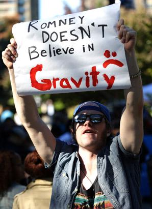 Protesters Presidential Debate Signs