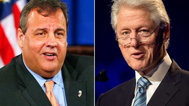 PHOTO: New Jersey Gov. Chris Christie announces a partnership between Cooper University Health Care and MD Anderson Cancer Center during a press conference at the State House in Trenton, N.J. June 10, 2013, and Former U.S. President Bill Clinton speaks du