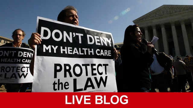 PHOTO: Supporters for the health care reform law signed by President Barack Obama rally in front of the Supreme Court in Washington, March 26, 2012, as the court begins three days of arguments on health care.