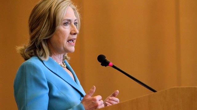 PHOTO: Secretary of State Hillary Rodham Clinton gives a speech on food security and nutrition at the UN Food and Agriculture Organization in Rome, May 6, 2011.