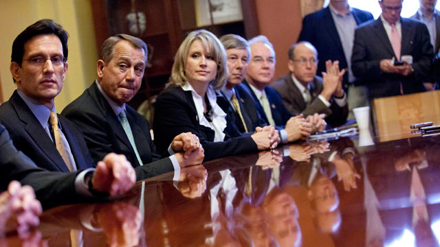 PHOTO: Speaker of the House Rep. John Boehner, R-Ohio, second from left, holds a meeting with the conference committee on the payroll tax cut, Dec. 21, 2011 in Washington.