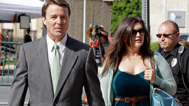 PHOTO: John Edwards, left, arrives with his daughter Cate Edwards, right, at a federal courthouse as the jury deliberates for a third day in his trial on charges of campaign corruption in Greensboro, N.C. on May 22, 2012.