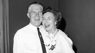 PHOTO: George Romney and his wife, Lenore, smile after George Romney was elected Governor of Michigan over incumbent John B Swainson, Nov. 7, 1962.