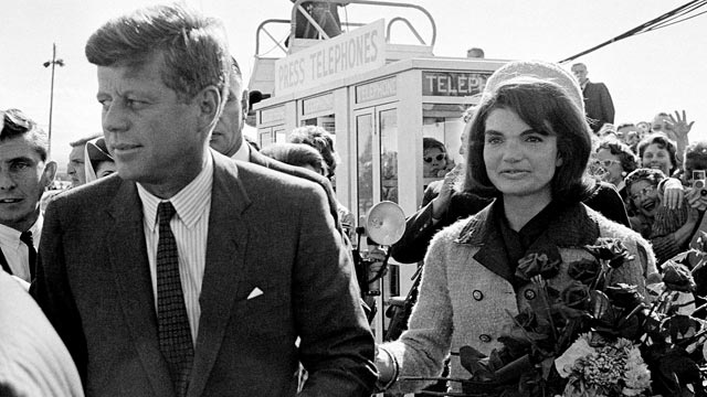 PHOTO: President John F. Kennedy and his wife Jacqueline Kennedy are greeted by an enthusiastic crowd upon their arrival at Dallas Love Field, Nov. 22, 1963.