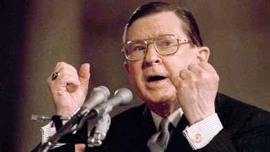 PHOTO: In this Jan. 25, 1989 photo, Defense Secretary-designate John Tower of Texas testifies before the Senate Armed Service Committee in Washington, at his confirmation hearing.