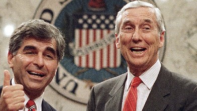 PHOTO: Lloyd Bentsen and Michael Dukakis