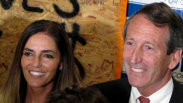 PHOTO: Maria Belen Chapur and former South Carolina Gov. Mark Sanford pose for a picture in Mount Pleasant, S.C., on April 2, 2013, after Sanford won the GOP nomination for the U.S. House seat he once held.