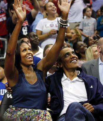 Michelle Obama Sparkles with Statement Necklace