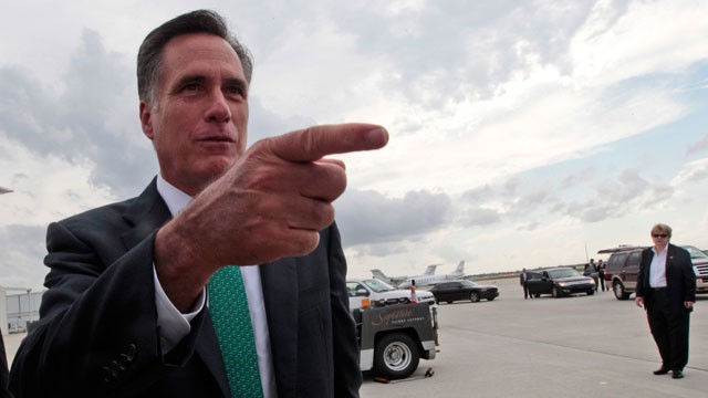 PHOTO: Republican presidential candidate, former Massachusetts Gov. Mitt Romney, gestures while speaking to reporters in West Palm Beach, Fla., May 17, 2012.