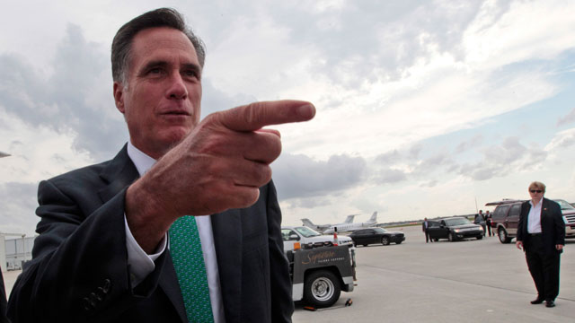 PHOTO: Republican presidential candidate, former Massachusetts Gov. Mitt Romney, gestures while speaking to reporters in West Palm Beach, Fla., May 17, 2012.