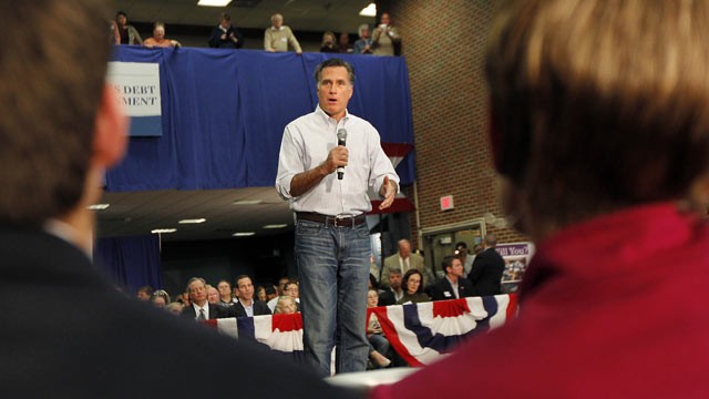 PHOTO: Mitt Romney speaks at a town hall meeting at Capital University in Bexley, Ohio Feb. 29, 2012.