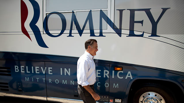 PHOTO: Mitt Romney walks to his bus after a campaign stop in Council Bluffs, Iowa, June 8, 2012.