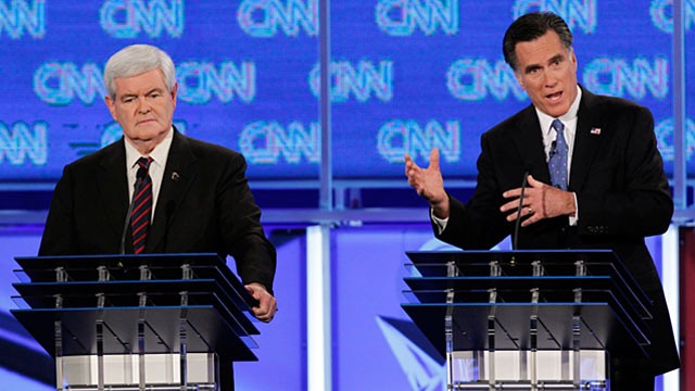 PHOTO: Newt Gingrich and Mitt Romney