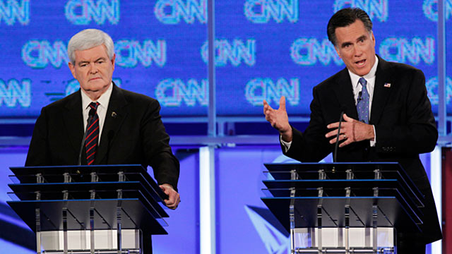 PHOTO: Newt Gingrich and Mitt Romney