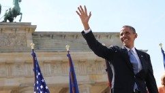 PHOTO: President Barack Obama, stands in front of Brandenburg Gate at Pariser Platz in Berlin, Germany, June 19, 2013.